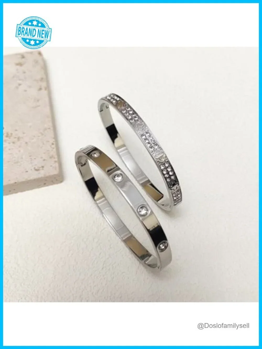 14/18K Gold Plated Flower Bangle Bracelet Set Cubic Zirconia Stackable